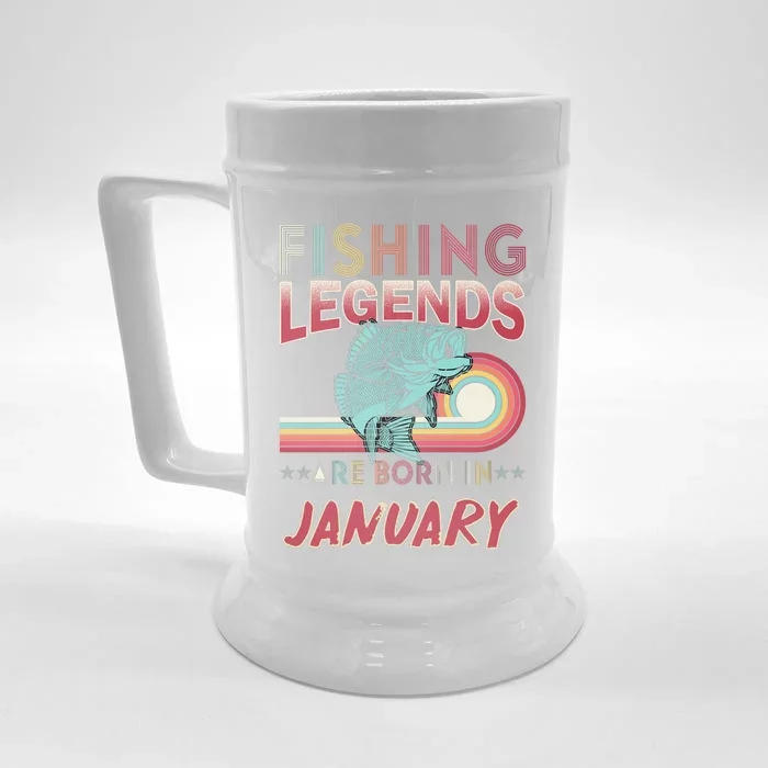 Fishing Legends Are Born In January Front & Back Beer Stein