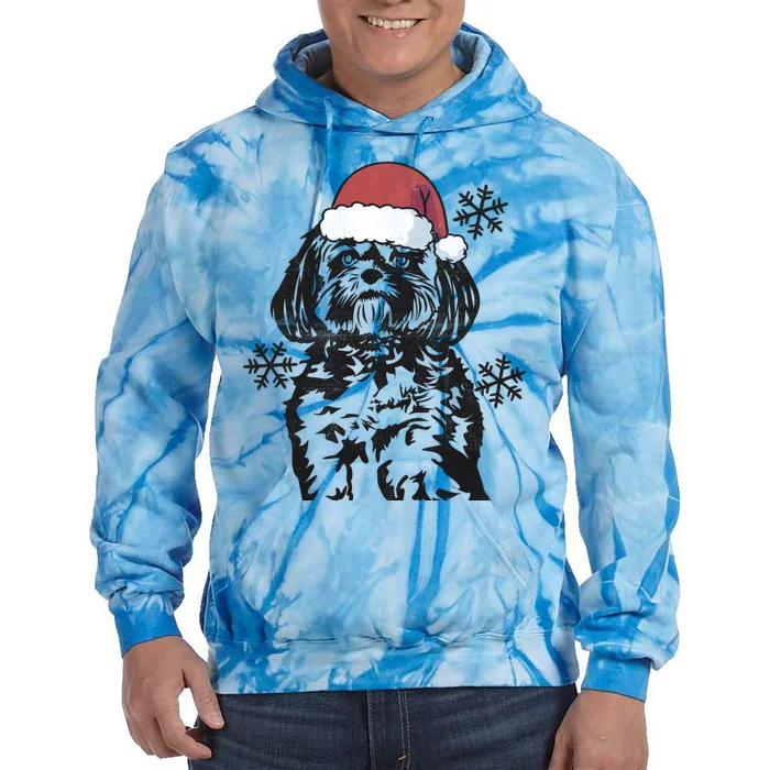 Funny Lhasa Apso Christmas Santa Hat Xmas Mom Dad Cool Gift Tie Dye Hoodie