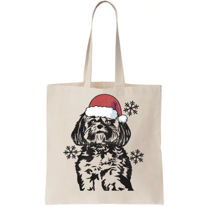 Funny Lhasa Apso Christmas Santa Hat Xmas Mom Dad Cool Gift Tote Bag