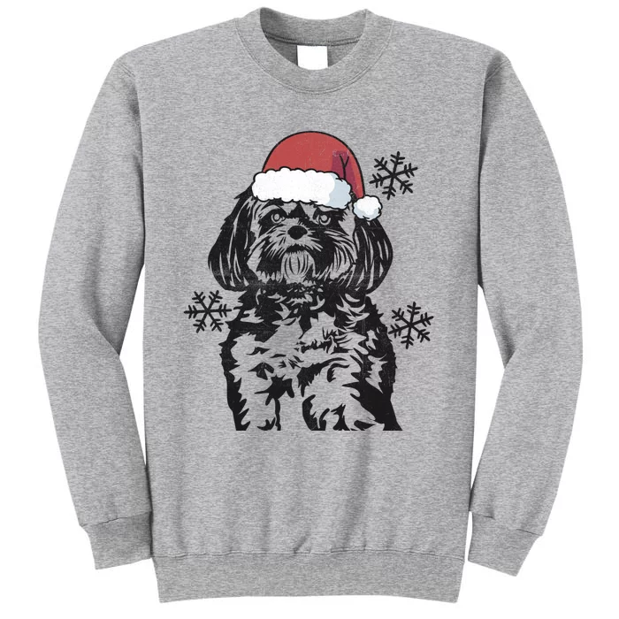 Funny Lhasa Apso Christmas Santa Hat Xmas Mom Dad Cool Gift Tall Sweatshirt