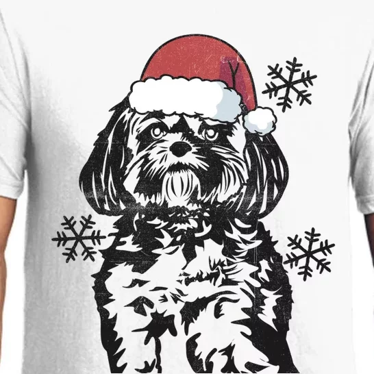 Funny Lhasa Apso Christmas Santa Hat Xmas Mom Dad Cool Gift Pajama Set