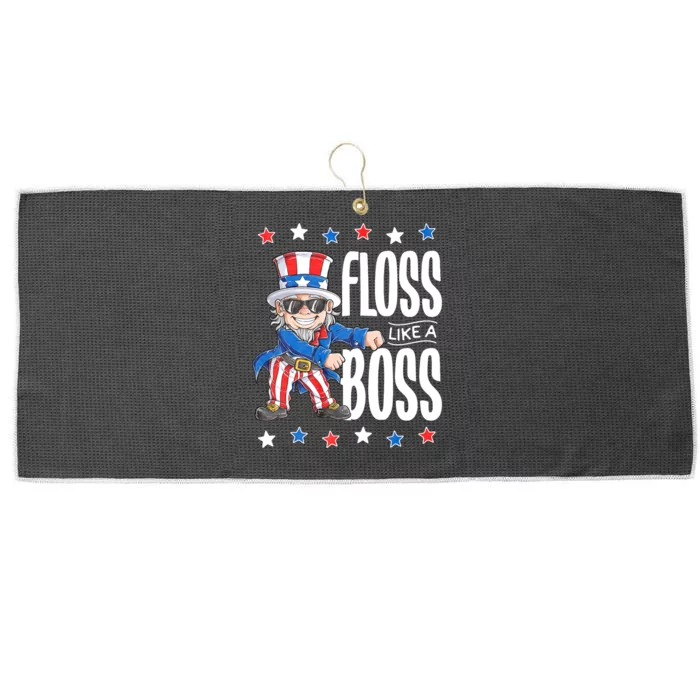 Floss Like A Boss 4th Of July Uncle Sam Large Microfiber Waffle Golf Towel