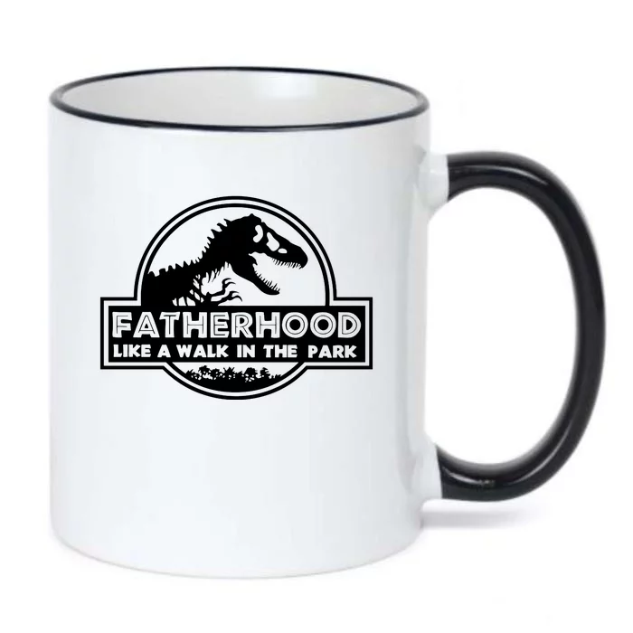 Fatherhood Like A Walk In The Park Dad Dinosaur Black Color Changing Mug