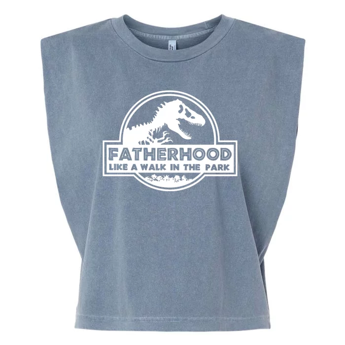 Fatherhood Like A Walk In The Park Dad Dinosaur Garment-Dyed Women's Muscle Tee