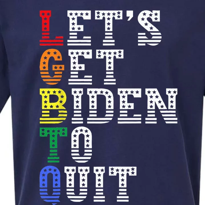 Funny LGBTQ Anti Biden Lets Get Biden To Quite Sueded Cloud Jersey T-Shirt