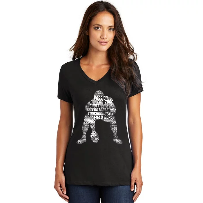 Football Lineman American Football Women's V-Neck T-Shirt