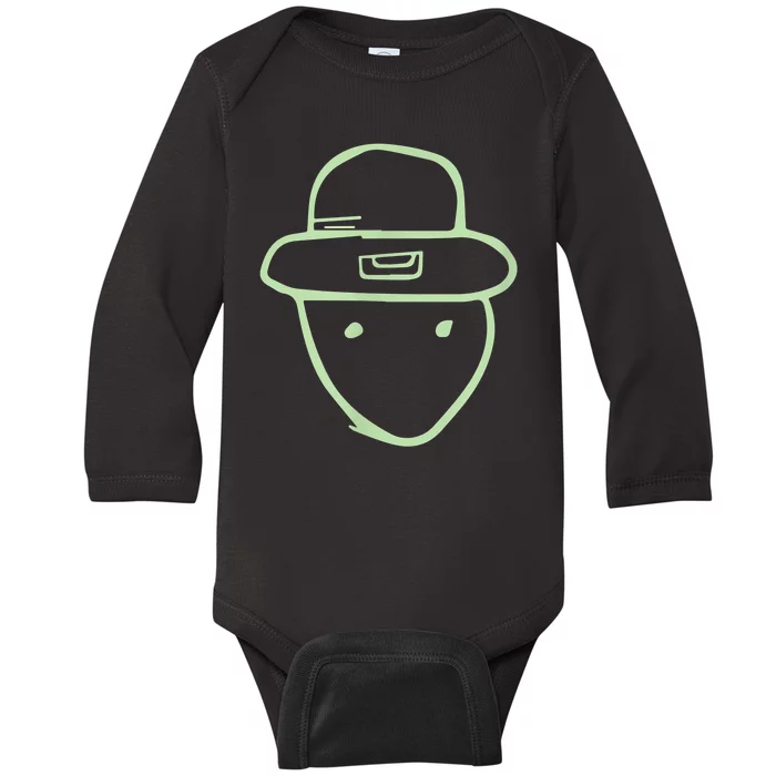 Funny Leprechaun Amateur Sketch Meme Irish St Patricks Day Baby Long Sleeve Bodysuit