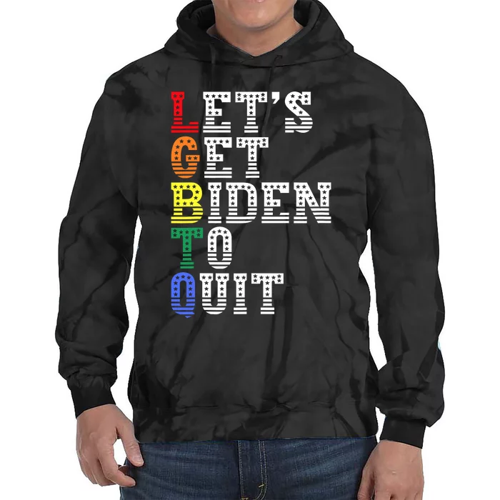 Funny LGBTQ Anti Biden Lets Get Biden To Quite Tie Dye Hoodie