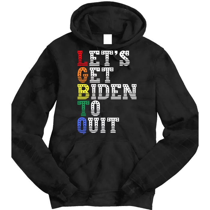 Funny LGBTQ Anti Biden Lets Get Biden To Quite Tie Dye Hoodie