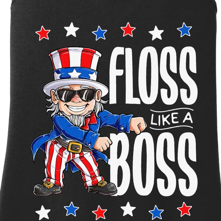 Floss Like a Boss 4th of July Uncle Sam Ladies Essential Tank