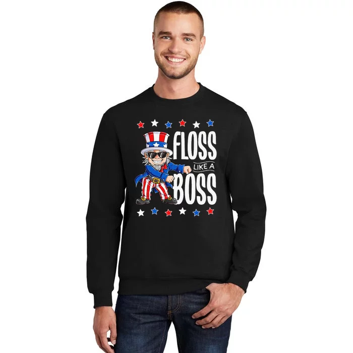 Floss Like a Boss 4th of July Uncle Sam Tall Sweatshirt