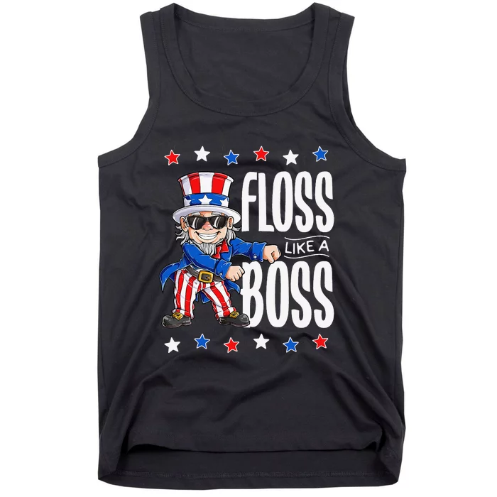 Floss Like a Boss 4th of July Uncle Sam Tank Top