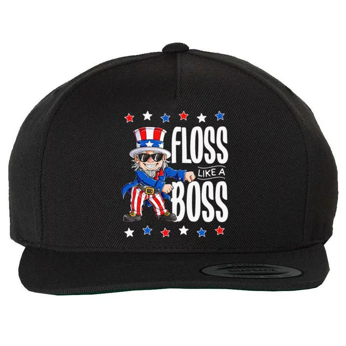 Floss Like a Boss 4th of July Uncle Sam Wool Snapback Cap