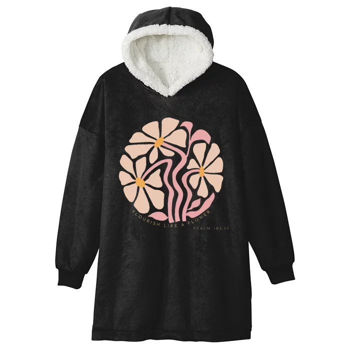 Flourish Like A Flower Retro Boho Christian Floral Hooded Wearable Blanket