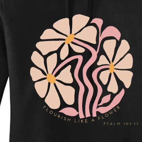 Flourish Like A Flower Retro Boho Christian Floral Women's Pullover Hoodie