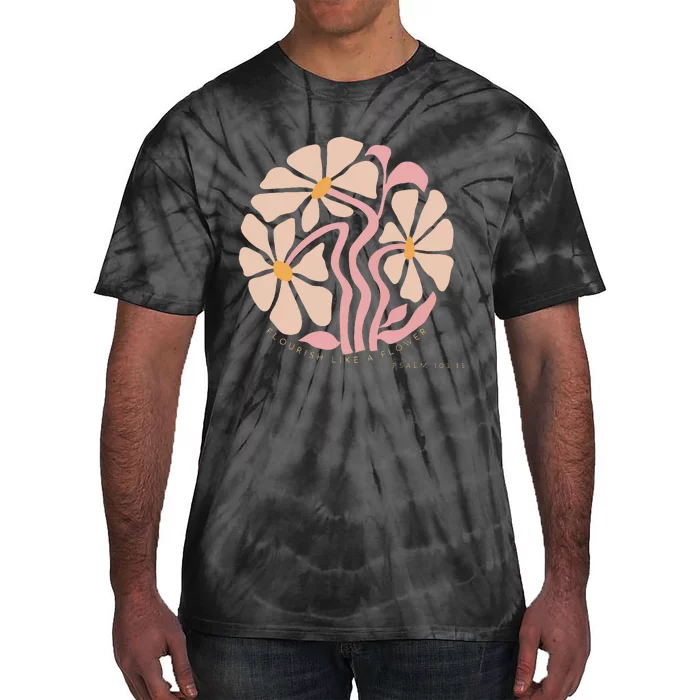 Flourish Like A Flower Retro Boho Christian Floral Tie-Dye T-Shirt