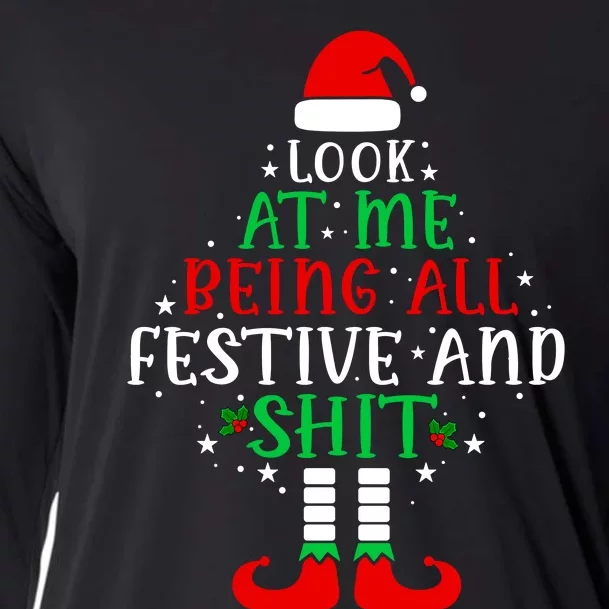 Funny Look At Me Being All Festive And Shits Cooling Performance Long Sleeve Crew