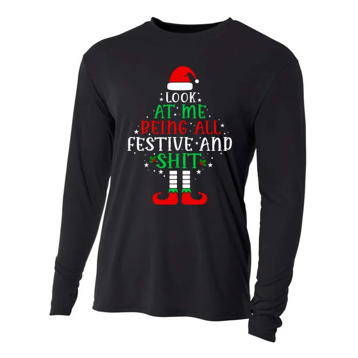 Funny Look At Me Being All Festive And Shits Cooling Performance Long Sleeve Crew