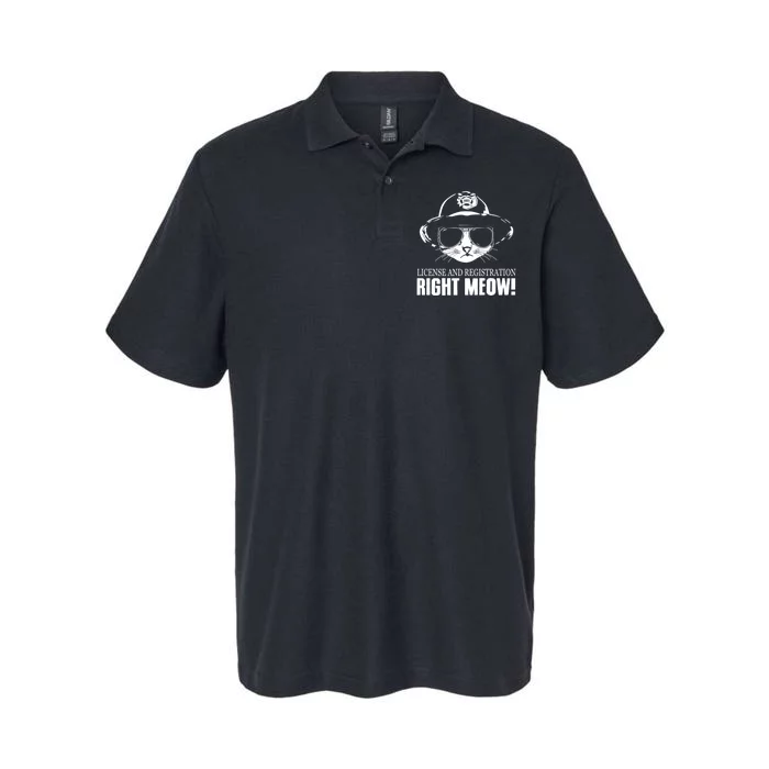 Funny License And Registration Right Meow Cat Cop Softstyle Adult Sport Polo