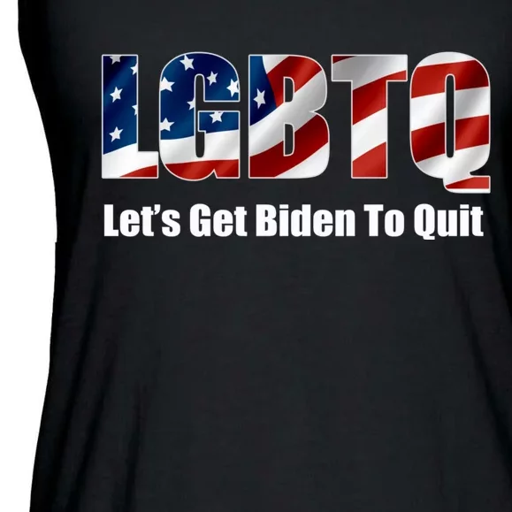 Funny LGBTQ Anti Biden Lets Get Biden To Quite Quote Tee Ladies Essential Flowy Tank