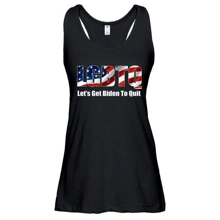 Funny LGBTQ Anti Biden Lets Get Biden To Quite Quote Tee Ladies Essential Flowy Tank