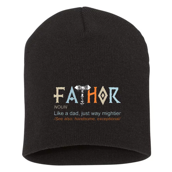 Fathor Like A Dad Just Way Mightier Fathers Day Viking Short Acrylic Beanie