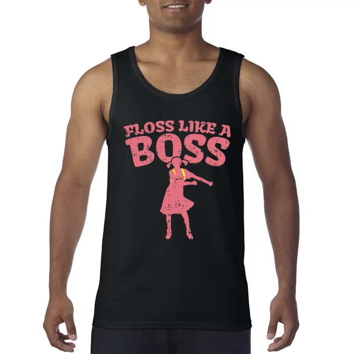 Floss Like A Boss Flossing Dance Girl Pink Tank Top