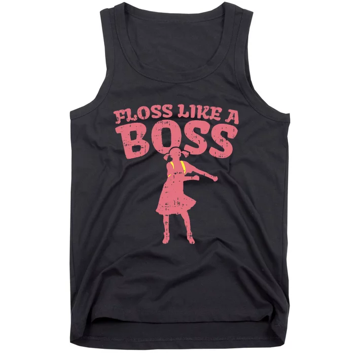 Floss Like A Boss Flossing Dance Girl Pink Tank Top