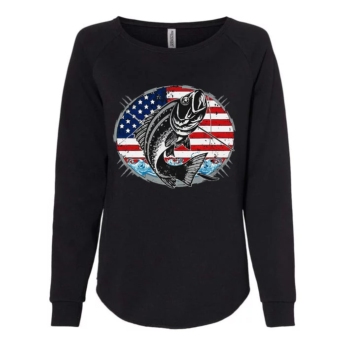 Fishing Lovers + American Flag Womens California Wash Sweatshirt