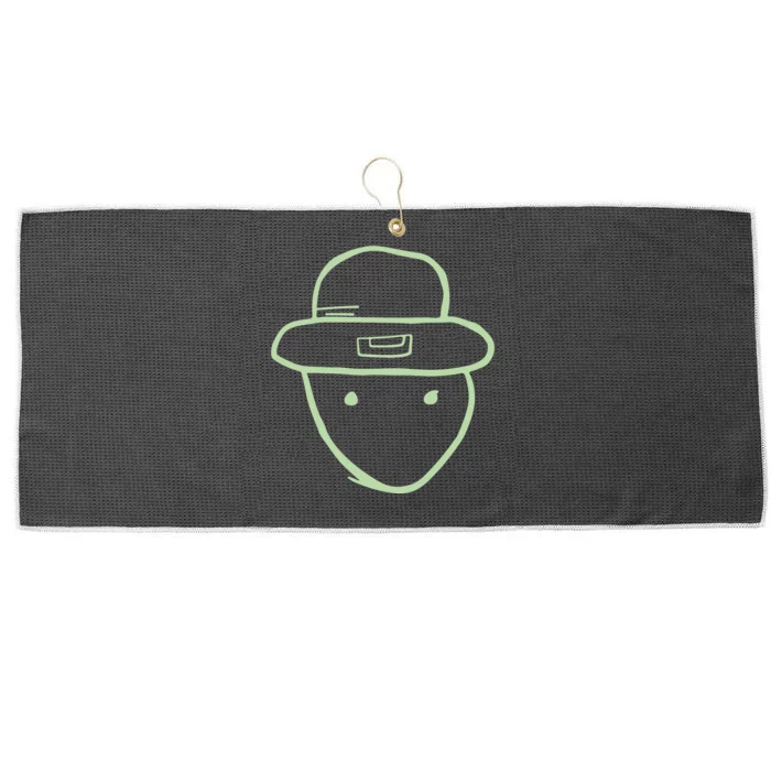 Funny Leprechaun Amateur Sketch Meme St Patricks Day 2024 Large Microfiber Waffle Golf Towel