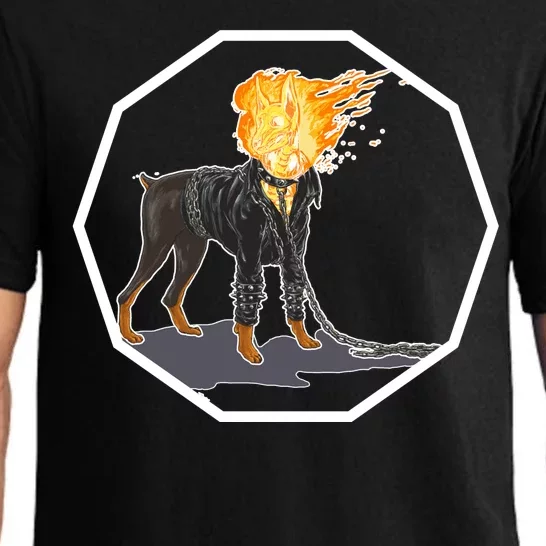 Flaming Ghost Dog On Fire Rider Doggo Pajama Set