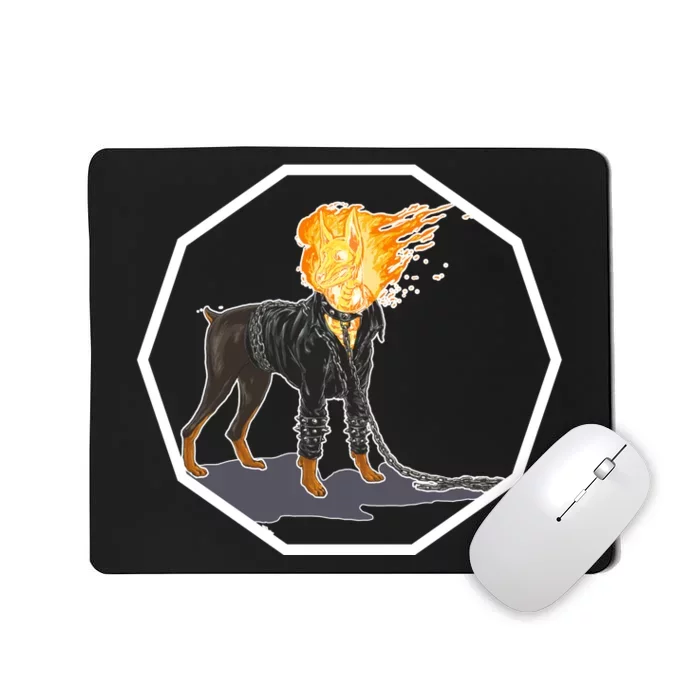 Flaming Ghost Dog On Fire Rider Doggo Mousepad