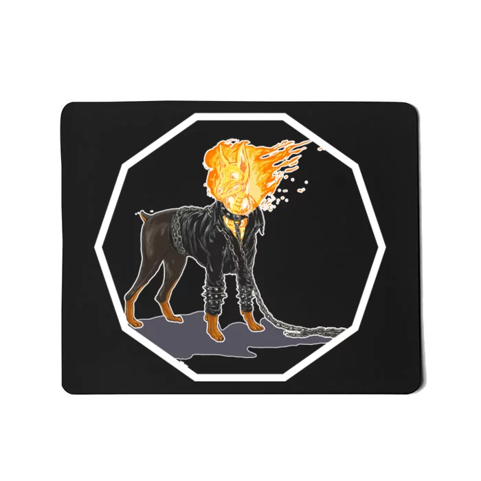 Flaming Ghost Dog On Fire Rider Doggo Mousepad