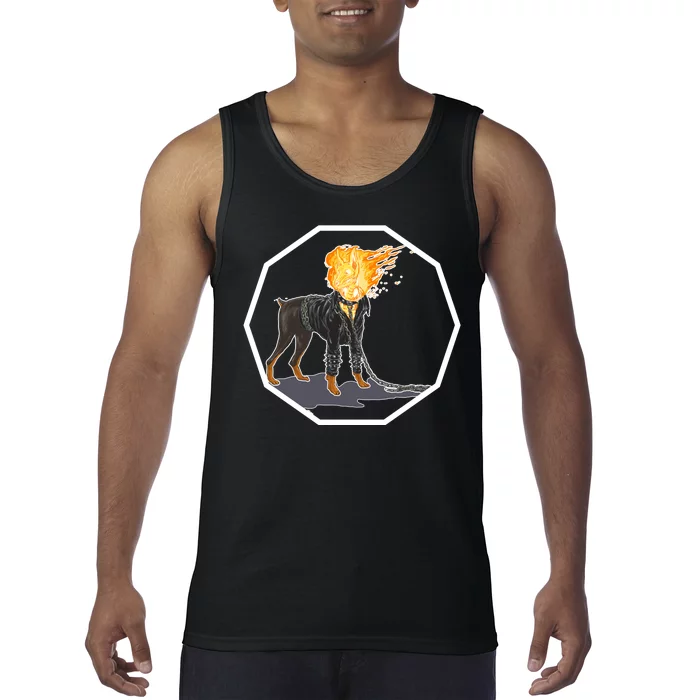 Flaming Ghost Dog On Fire Rider Doggo Tank Top