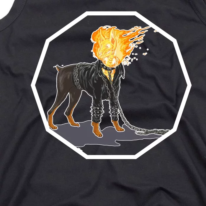 Flaming Ghost Dog On Fire Rider Doggo Tank Top