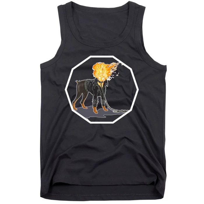 Flaming Ghost Dog On Fire Rider Doggo Tank Top