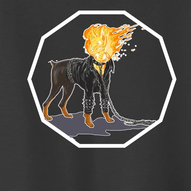 Flaming Ghost Dog On Fire Rider Doggo Toddler T-Shirt