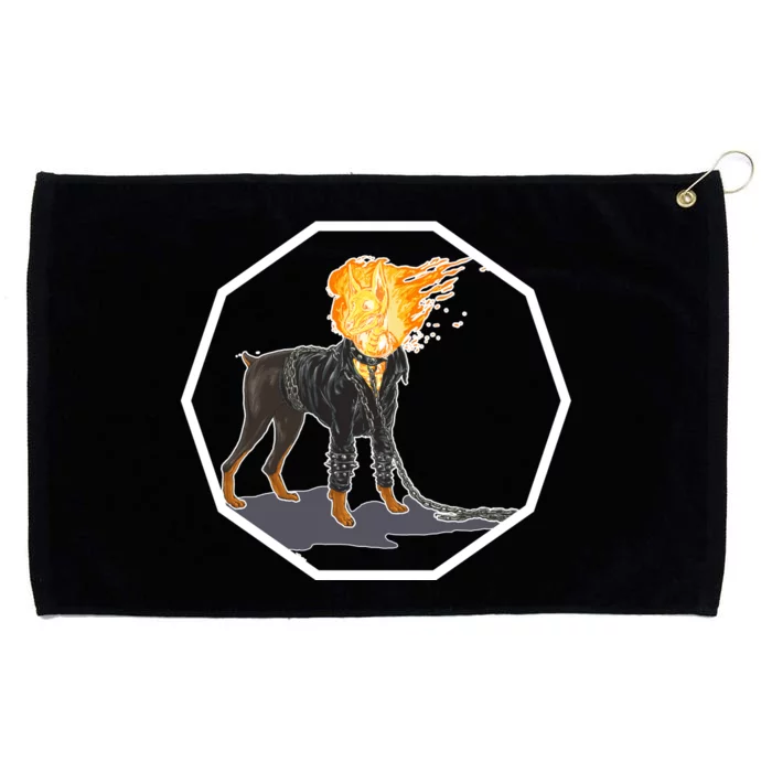 Flaming Ghost Dog On Fire Rider Doggo Grommeted Golf Towel