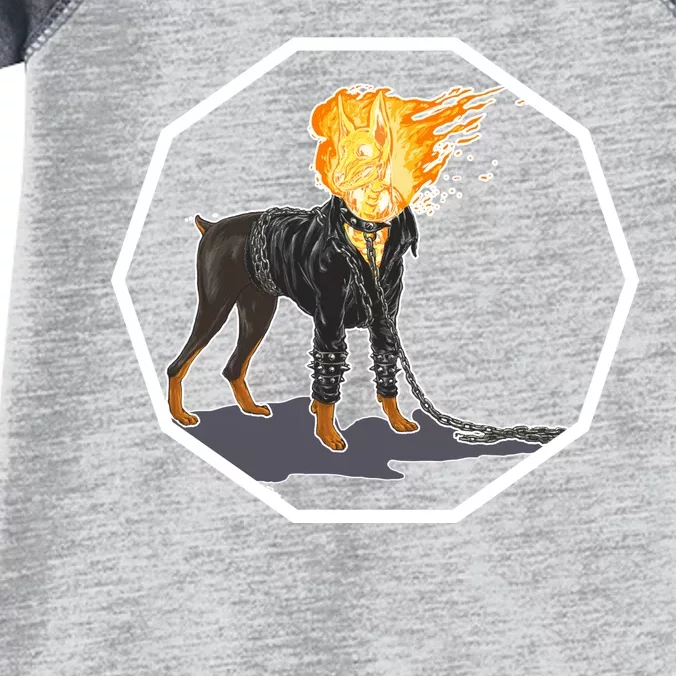 Flaming Ghost Dog On Fire Rider Doggo Infant Baby Jersey Bodysuit