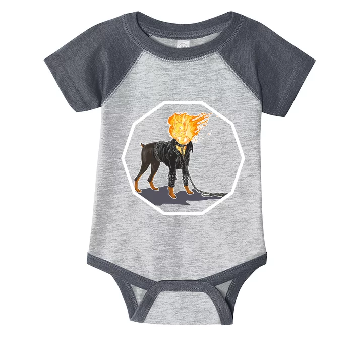 Flaming Ghost Dog On Fire Rider Doggo Infant Baby Jersey Bodysuit