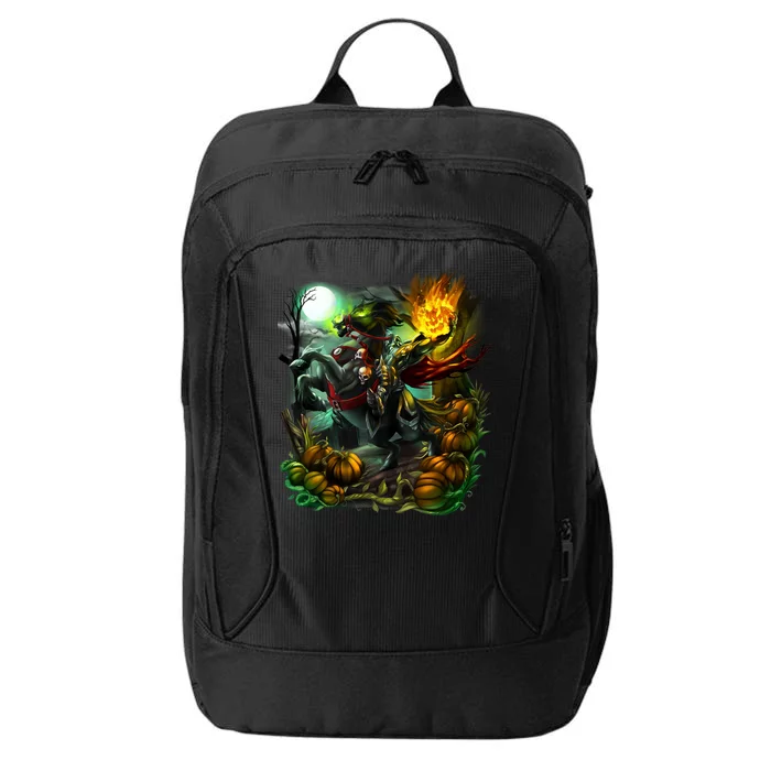 Flaming Headless Horseman City Backpack