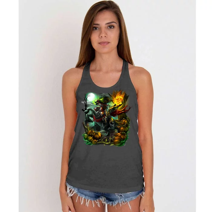 Flaming Headless Horseman Women's Knotted Racerback Tank