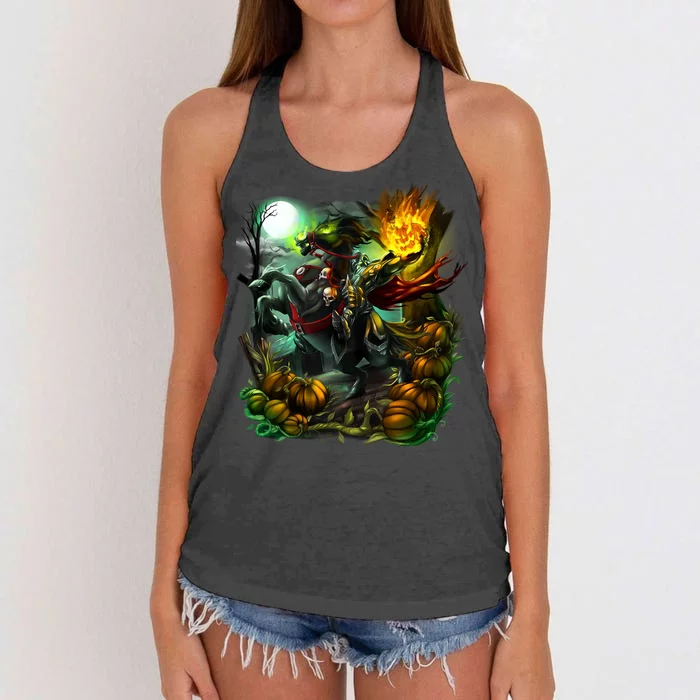 Flaming Headless Horseman Women's Knotted Racerback Tank