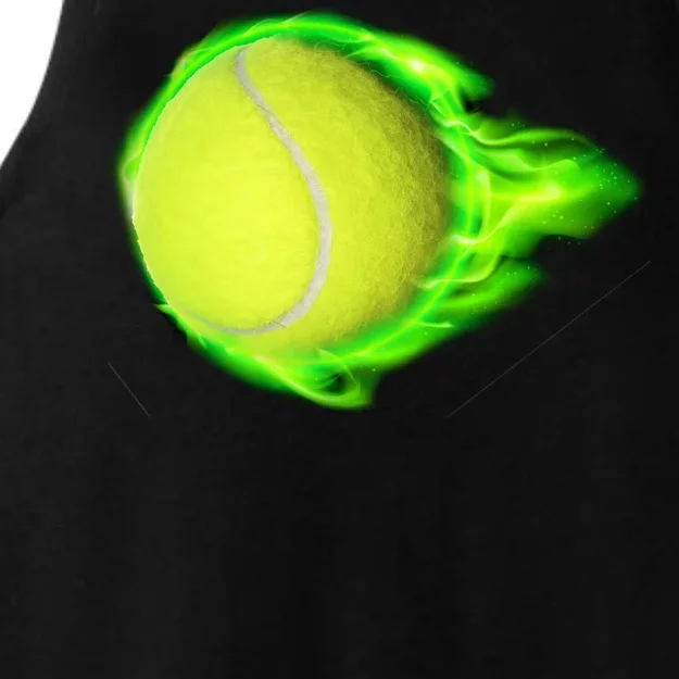 Flaming Tennis Ball Ladies Tri-Blend Wicking Tank