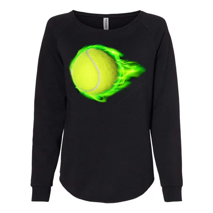 Flaming Tennis Ball Womens California Wash Sweatshirt