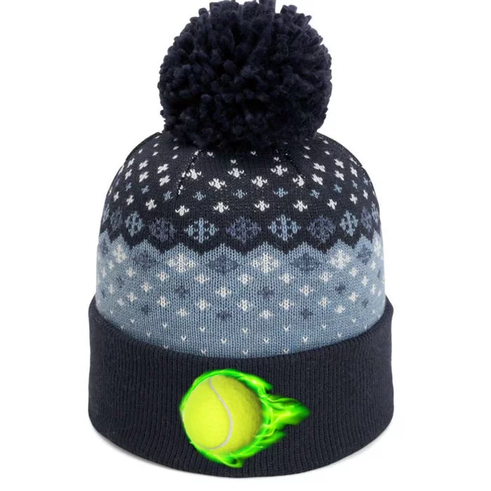 Flaming Tennis Ball The Baniff Cuffed Pom Beanie