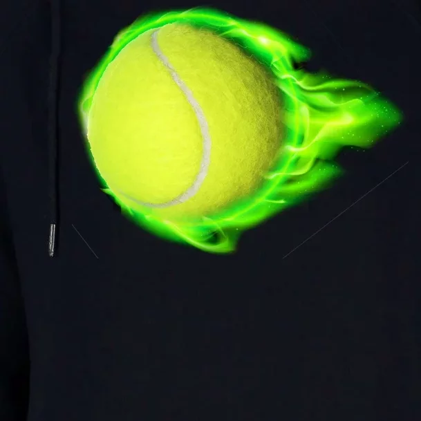 Flaming Tennis Ball Womens Funnel Neck Pullover Hood