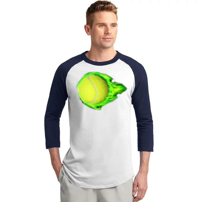 Flaming Tennis Ball Baseball Sleeve Shirt