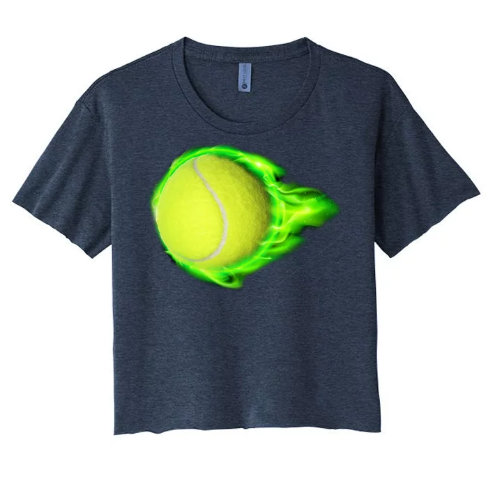 Flaming Tennis Ball Women's Crop Top Tee