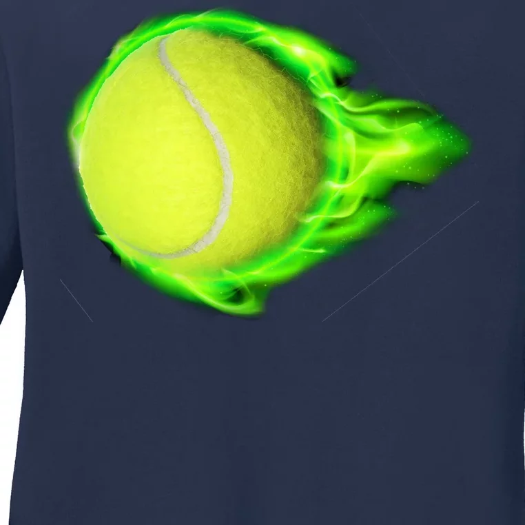 Flaming Tennis Ball Ladies Long Sleeve Shirt